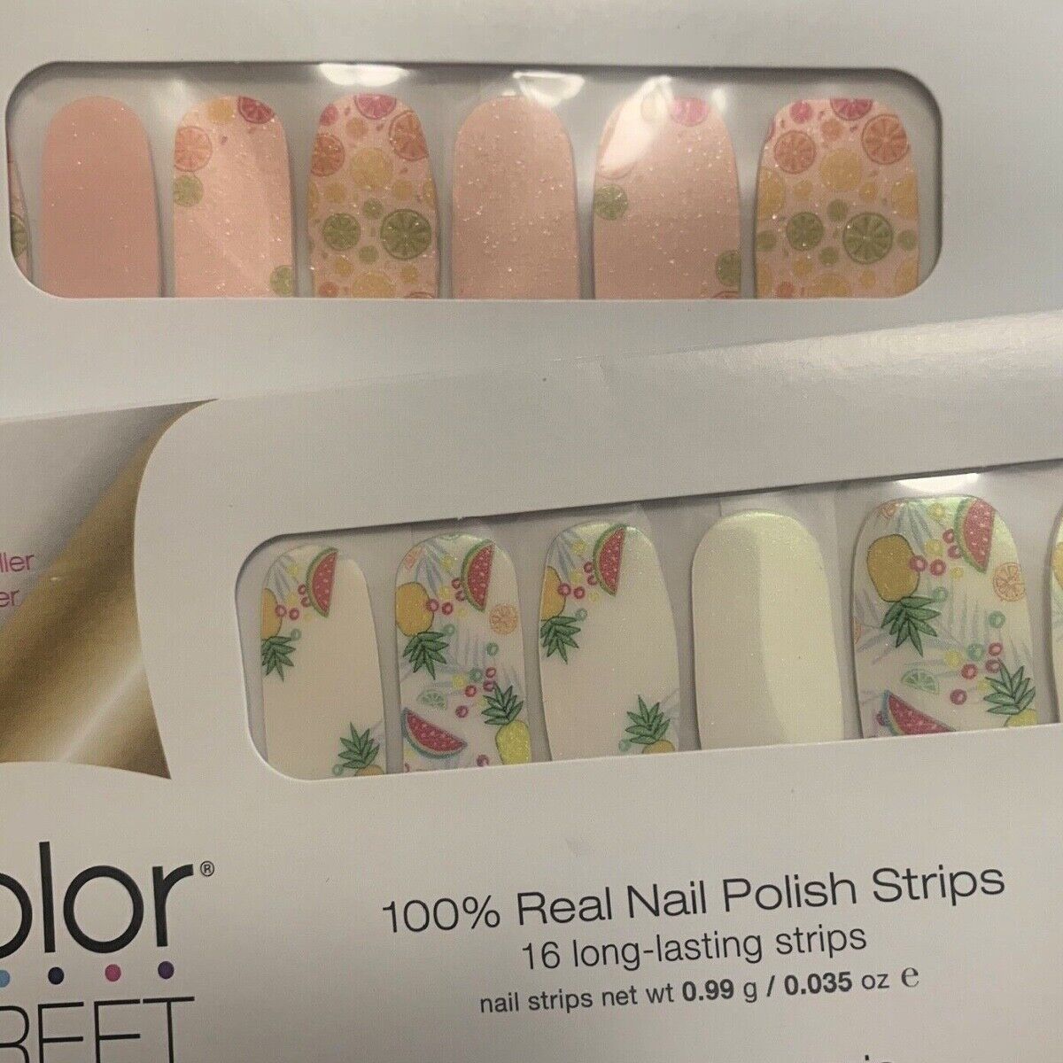 Color Street RETIRED Nail Polish Strips Tutti Frutti & Main Squeeze Shimmer NEW