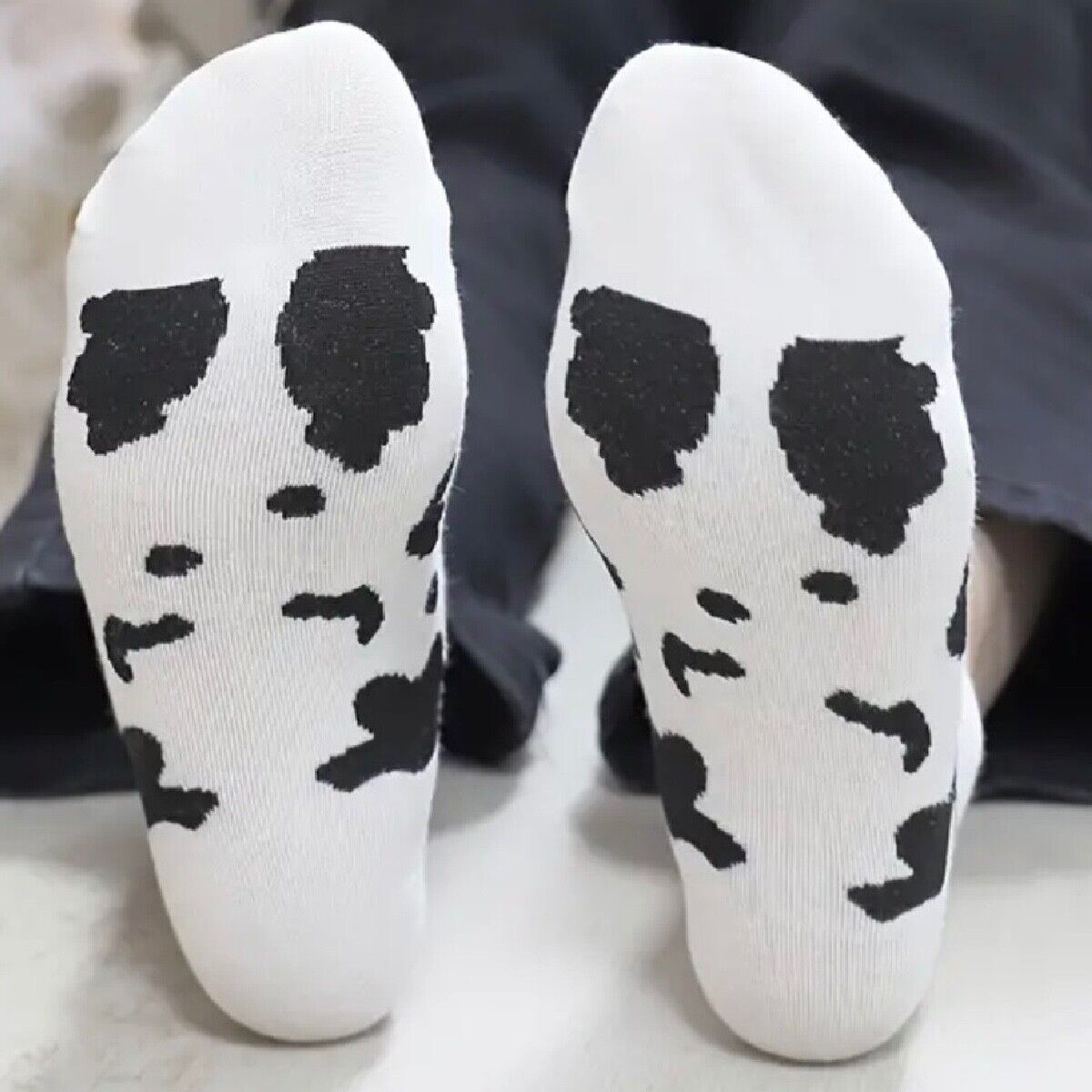 5 Pairs of Cow Stripe Socks Low Cut Ankle White Black Women's Stockings Hosiery