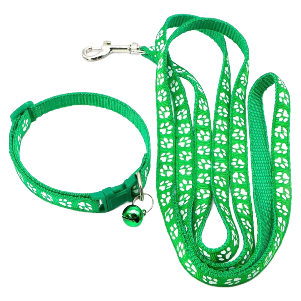 Pet Leash & Collar Combo Cat or Puppy Dog Paw Small 7.5"-12.5" Neck NEW 2pc Lot