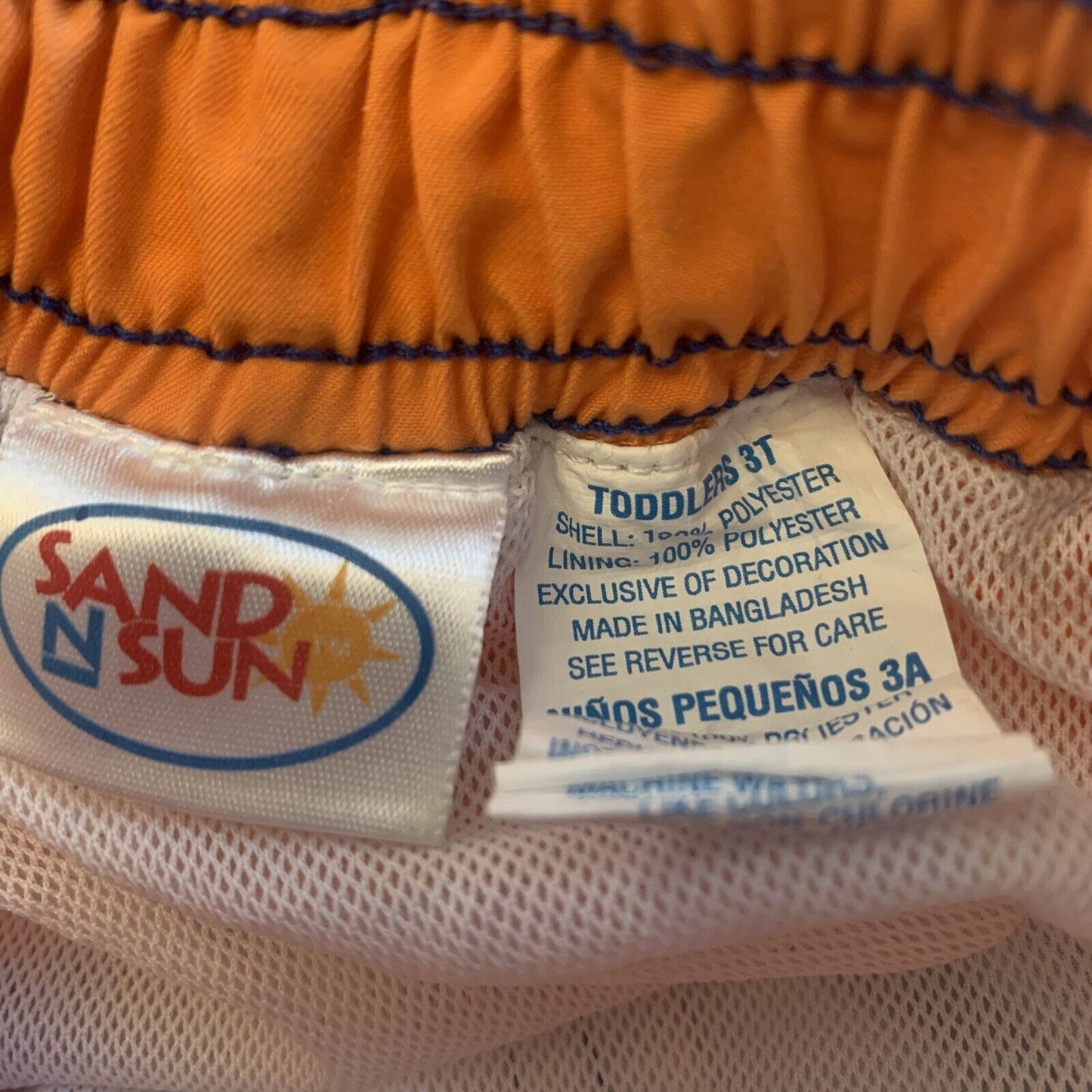 Lot of 2 Sand N Sun Toddler Boys Size 3T Swim Trunks Mesh Brief Lining Elastic