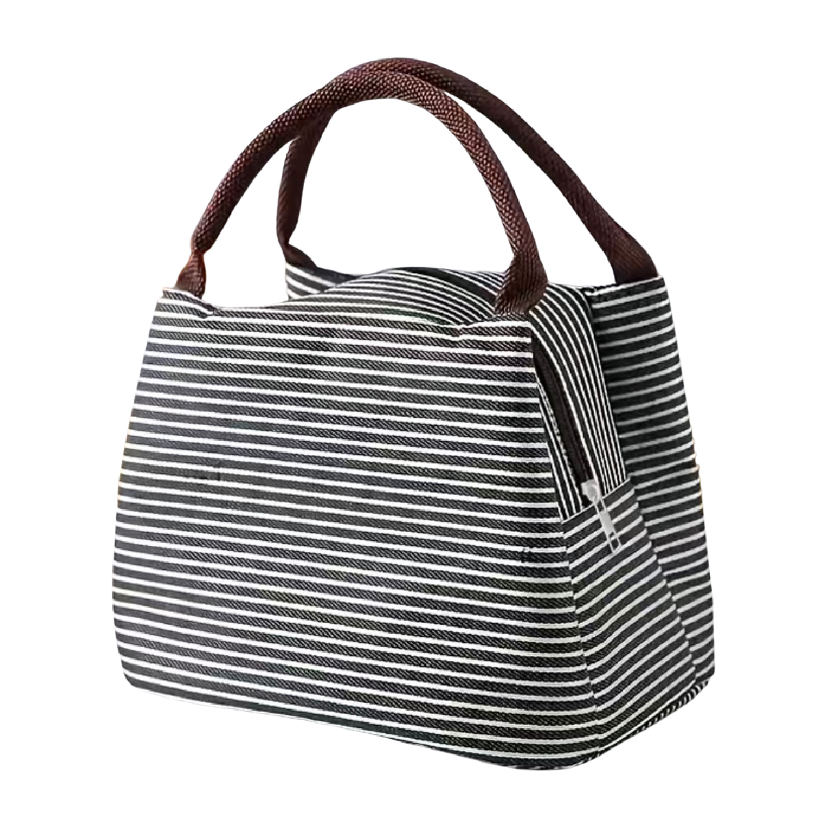 Insulated Striped Lunch Bag For School Work Travel Picnic Lightweight Nylon NEW