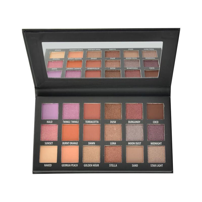 KAB Cosmetics DAY + NIGHT Eyeshadow Mirrored Palette 18 Shades Matte Shimmer NEW