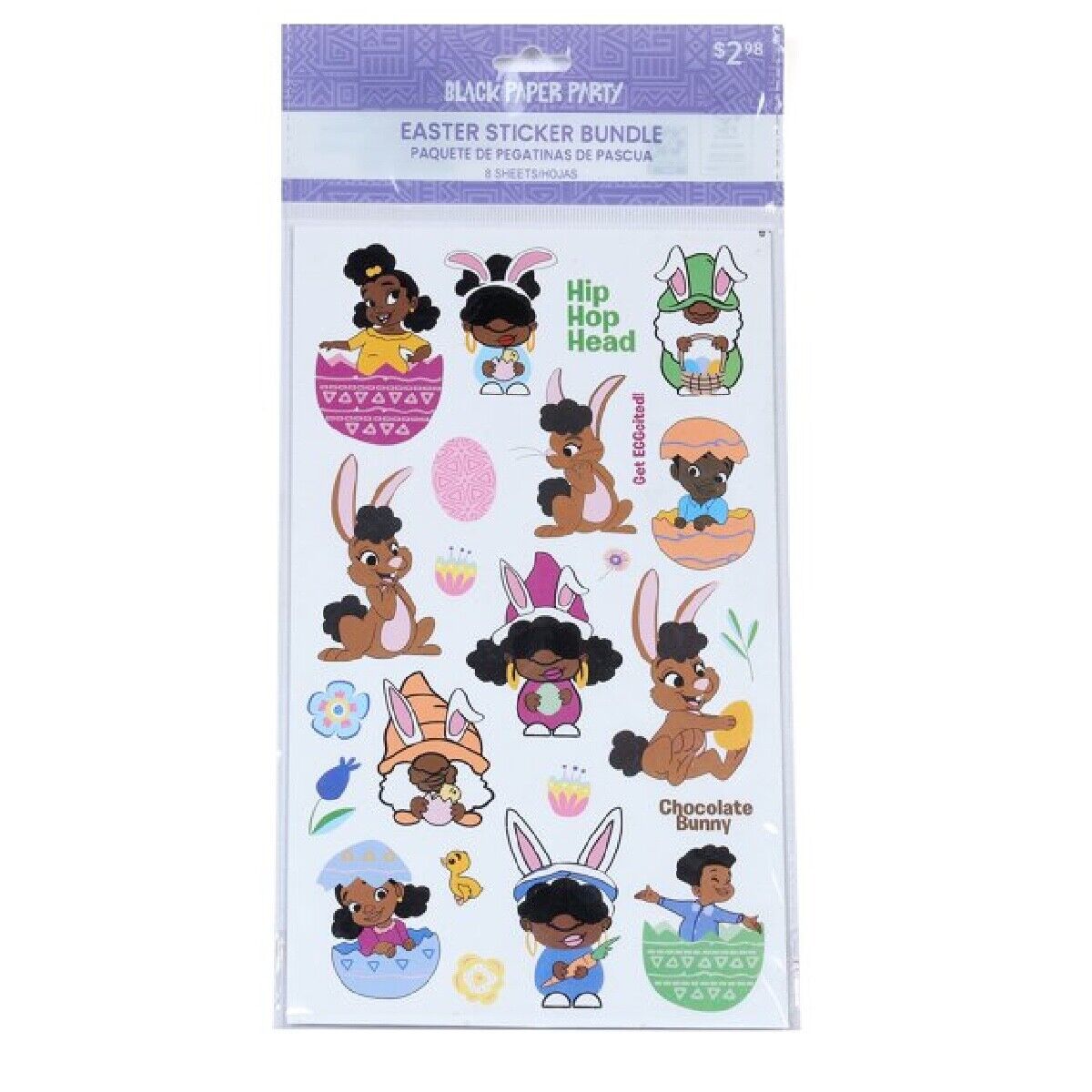 Black Paper Party Easter Chocolate Bunny Kids 900 Stickers Bundle 6 Package Lot