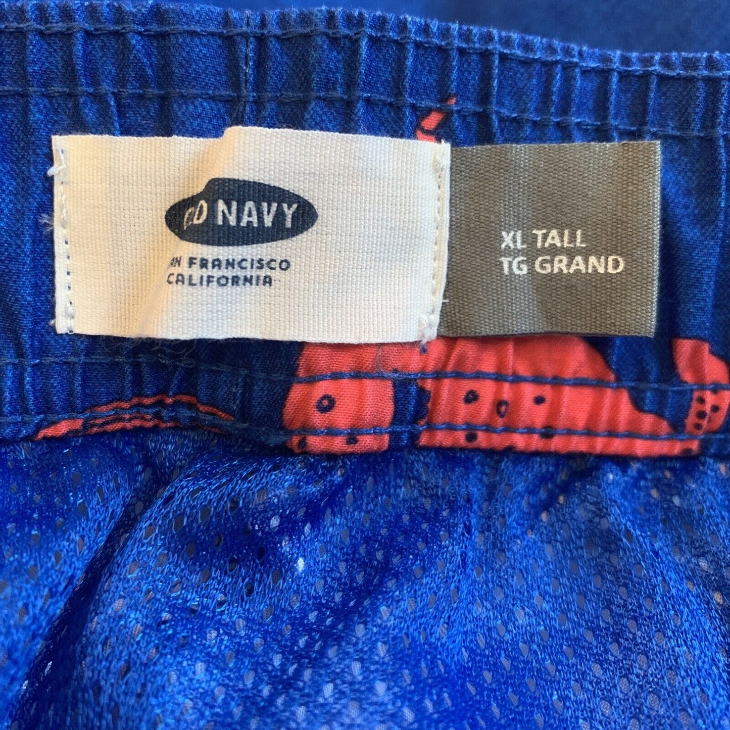 Old Navy Ocean Swim Trunks Size XL Tall 6" Pockets Blue Orange Fish Brief NWT