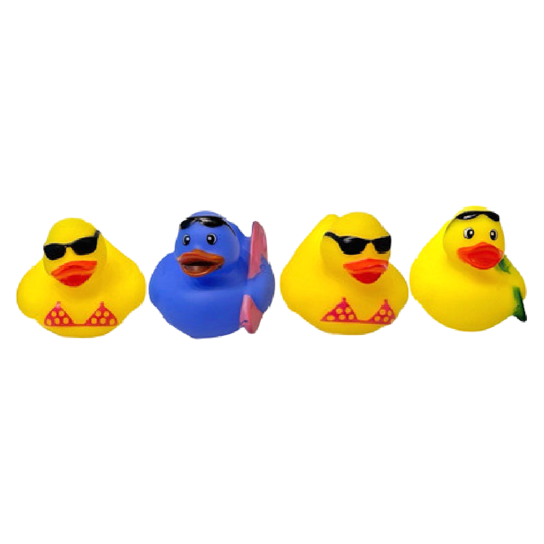 4 Beach Surfer Bikini Summer Rubber Duck Dash Ornament 2" Duckie Jeep Toy Lot