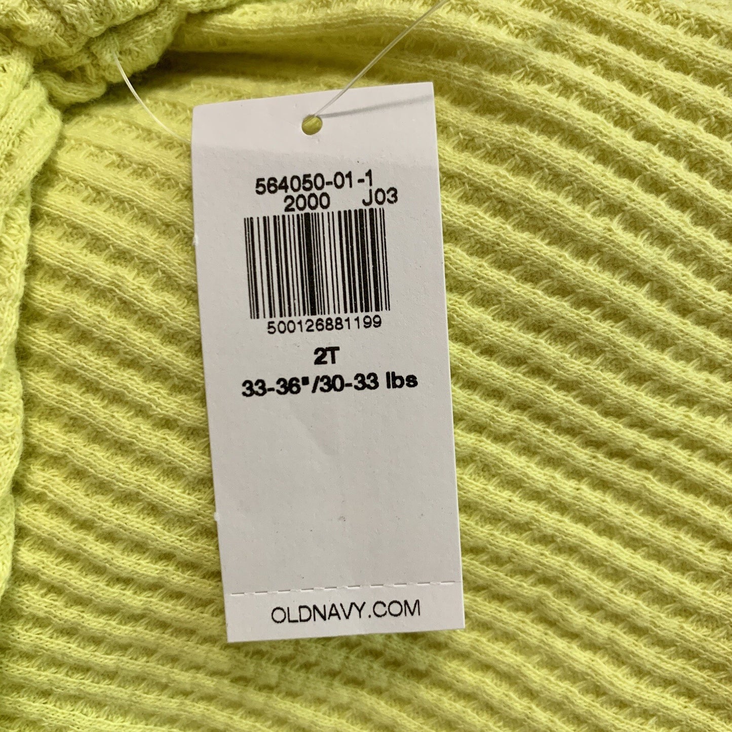Old Navy Toddler Boy Thermal Shirt Size 2T Waffle Knit Long Sleeve Collar NWT