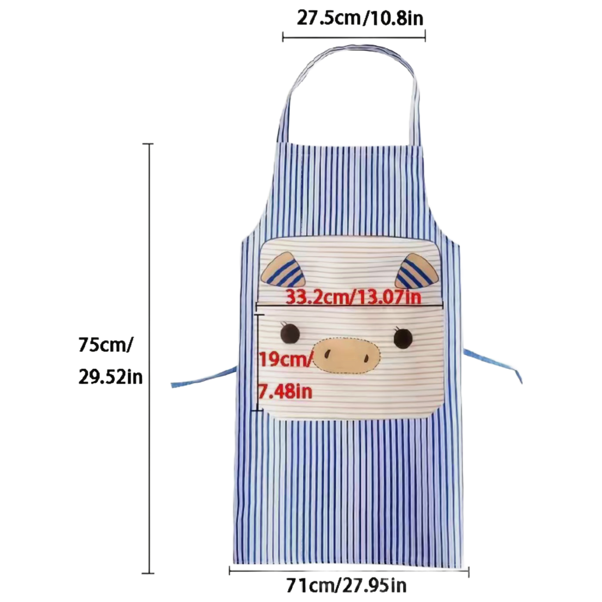 Striped Pig Print Bib Apron Kitchen BBQ Baking Farm Animals Everyday NEW
