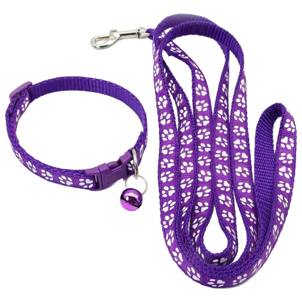 Pet Leash & Collar Combo Cat or Puppy Dog Paw Small 7.5"-12.5" Neck NEW 2pc Lot
