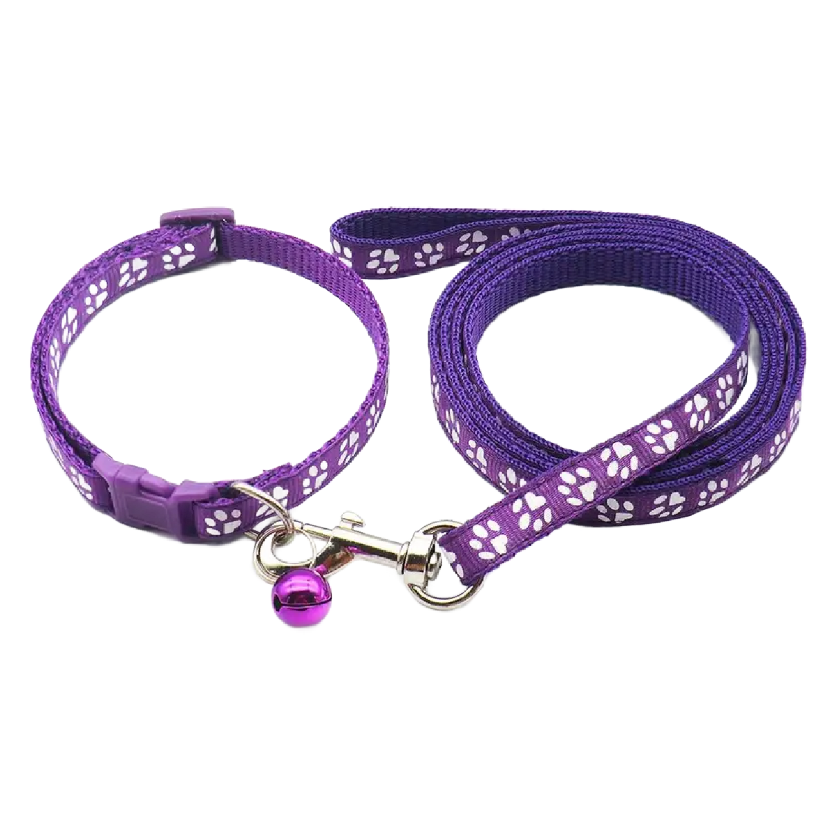 Pet Leash & Collar Combo Cat or Puppy Dog Paw Small 7.5"-12.5" Neck NEW 2pc Lot
