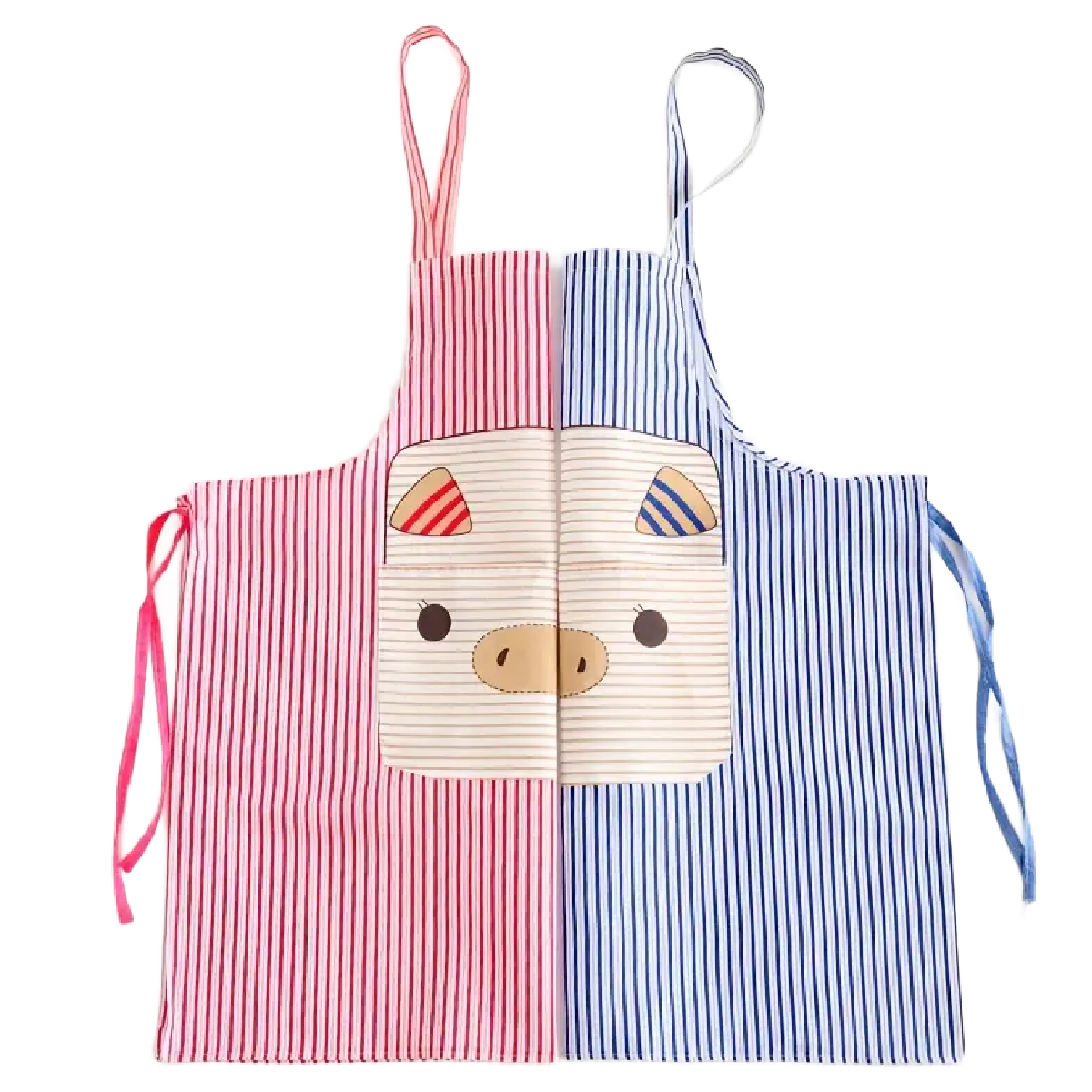 Striped Pig Print Bib Apron Kitchen BBQ Baking Farm Animals Everyday NEW