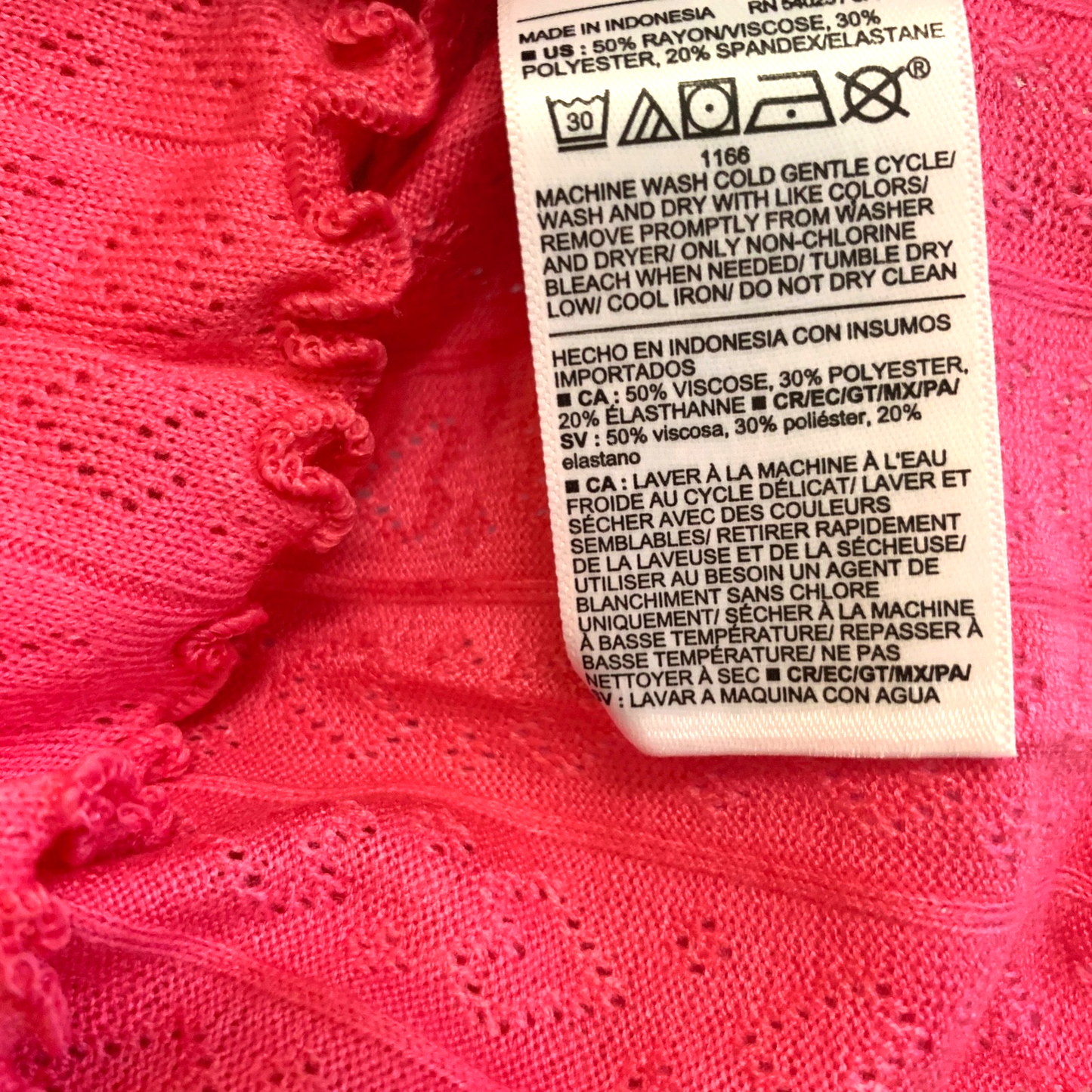 Ruffle-Trim Pointelle-Knit Top Pink Shirt Toddler Size Long Sleeve NWT