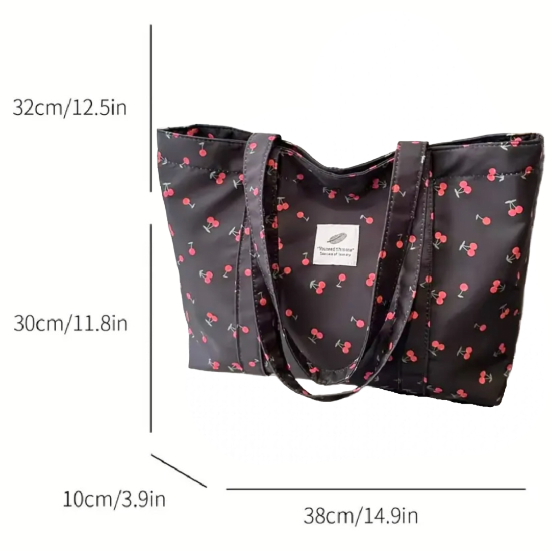 Cherry Tote Bag Magnetic Buckle Lightweight Foldable New