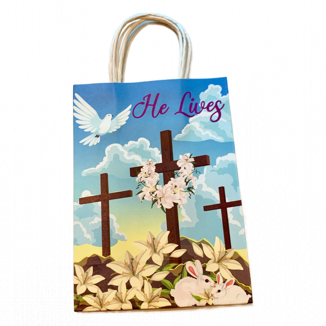 Lot of 16 Easter Gift Bags Wrapping Resurrection Sunday Jesus He Lives 11 inches