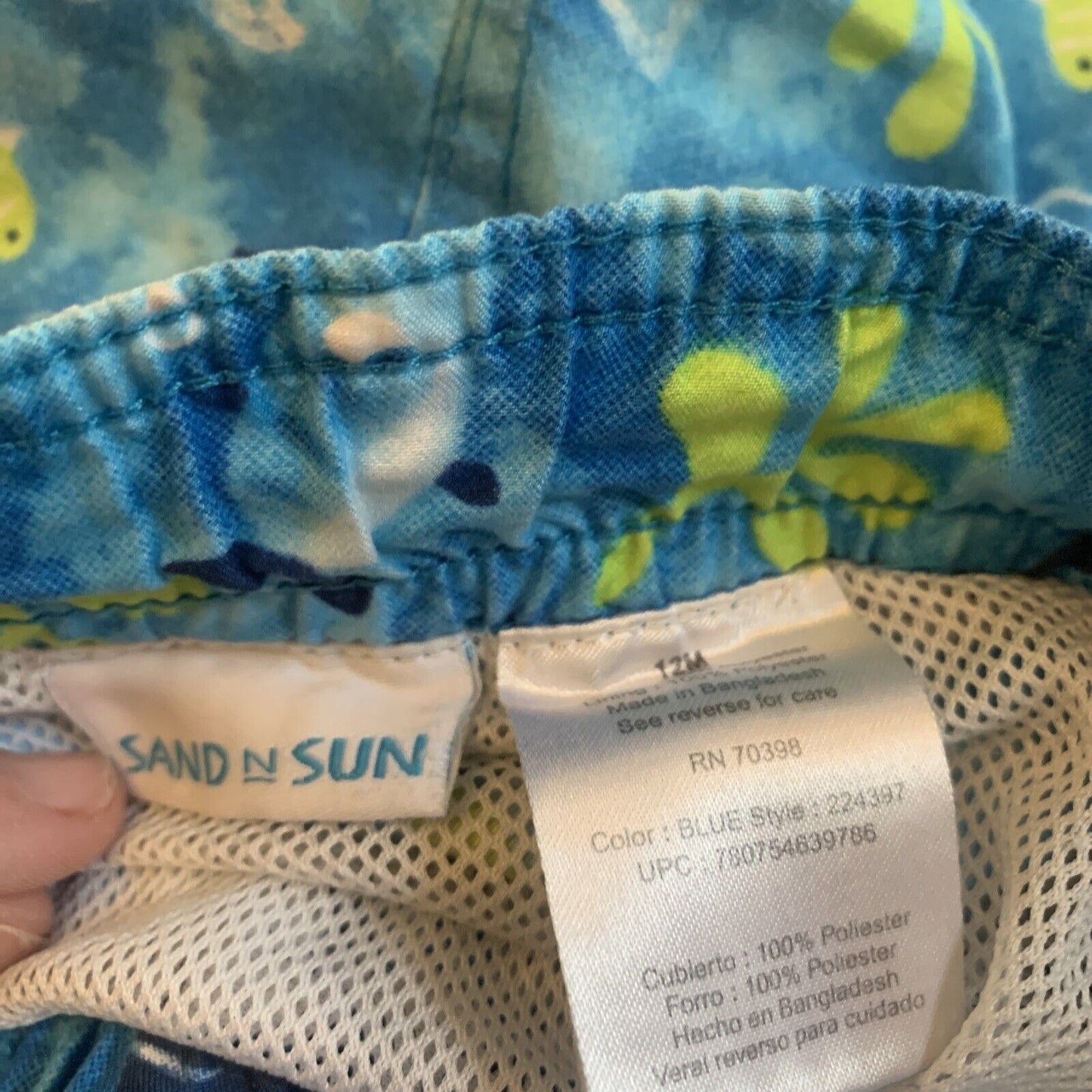 Swim Trunks Baby Boy 12 Month Mesh Brief Lining Elastic Waist Blue Whales Ocean