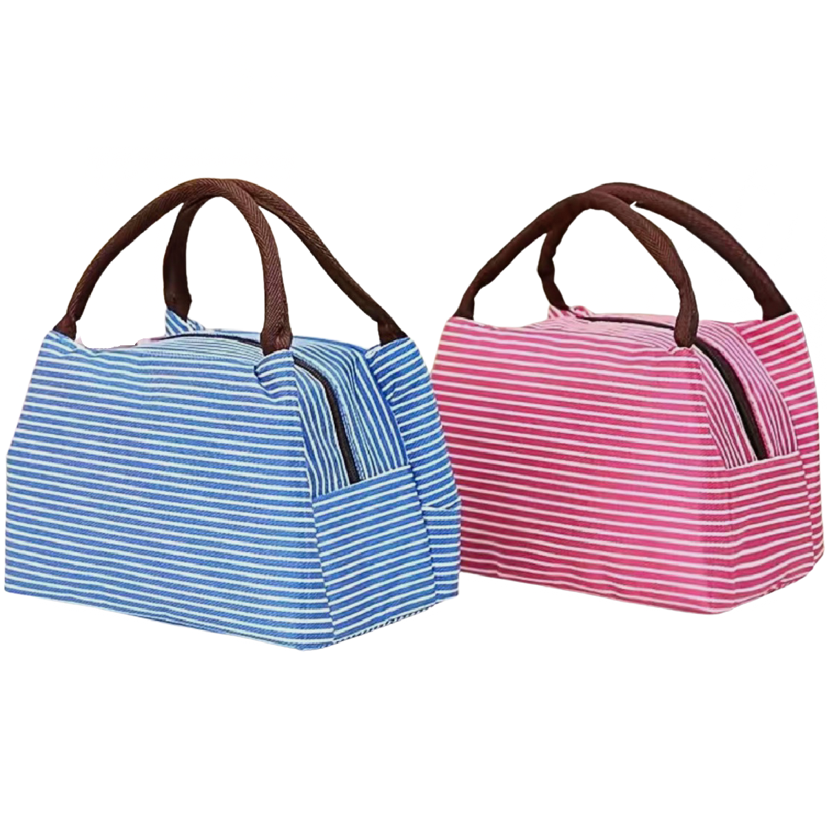 Insulated Striped Lunch Bag For School Work Travel Picnic Lightweight Nylon NEW