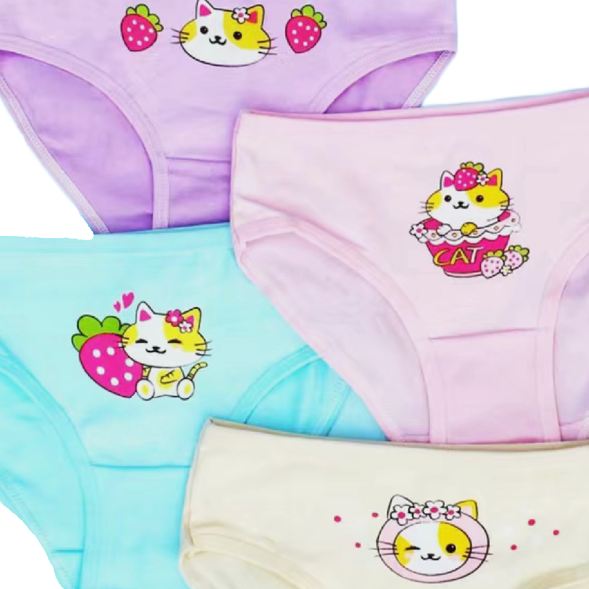 Lot of 4 Pairs of Cotton Brief Panties Stretchy Underwear Girls Unisex Boys NEW
