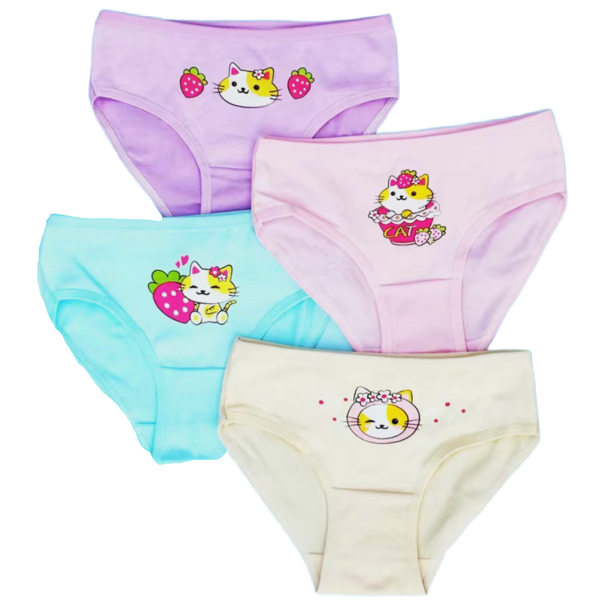 Lot of 4 Pairs of Cotton Brief Panties Stretchy Underwear Girls Unisex Boys NEW