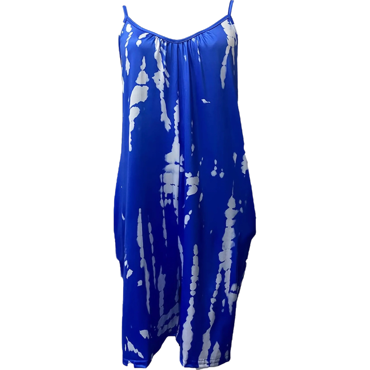 BoHo Romper Jumpsuit Size XXL / 14 Blue Tie-Dye Scoop Neck Spaghetti Strap NEW