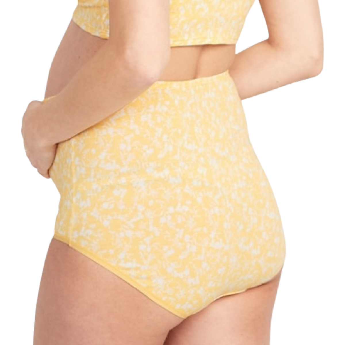 2-Pack Maternity Hipster Panties Small Rollover-Waist Jersey Yellow Floral NWT