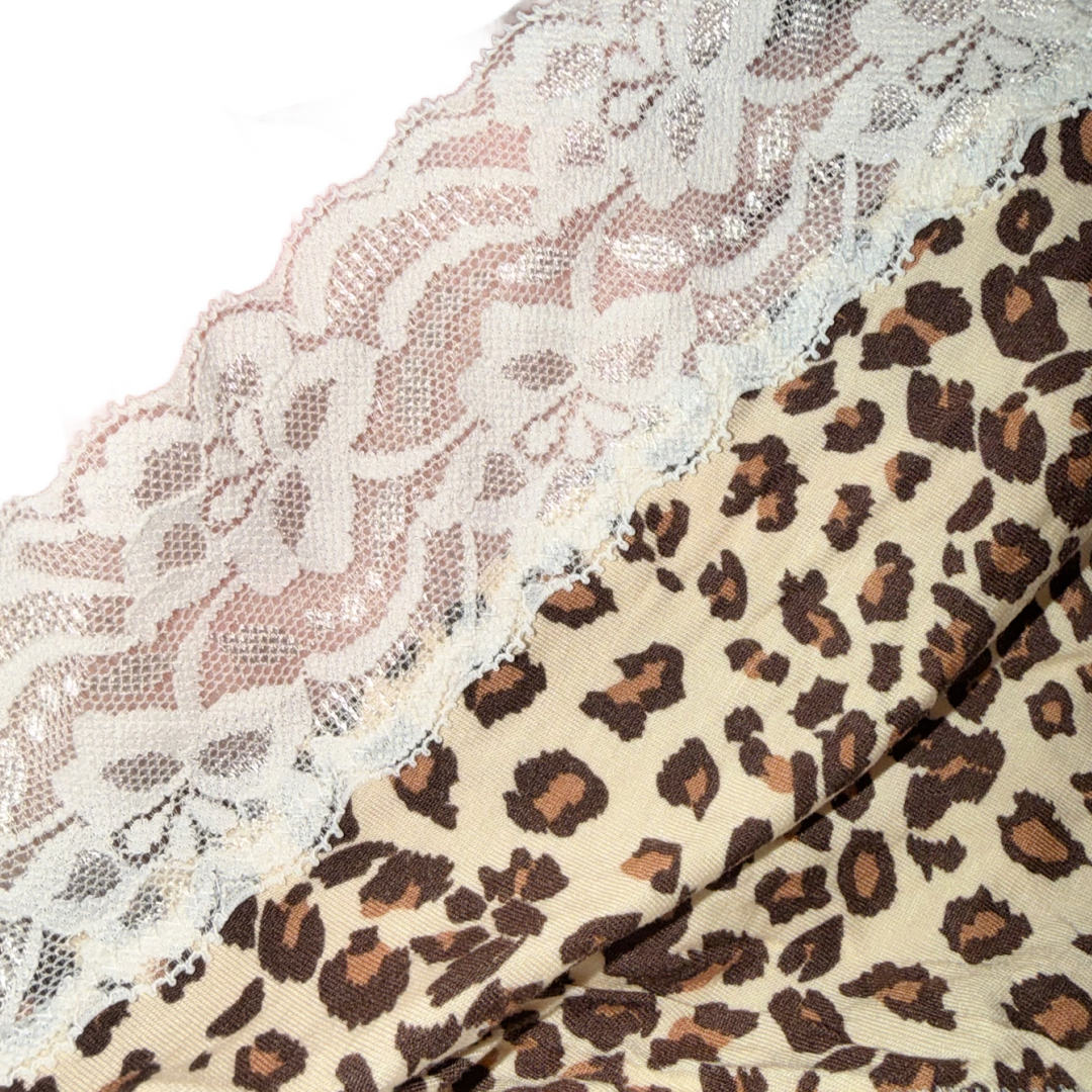 Splendies Kaia Leopard Bikini Panties Knit Lace Lingerie NWT