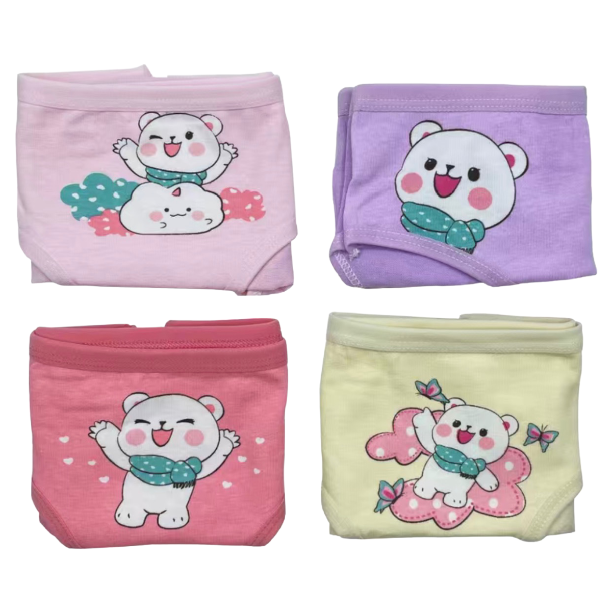 Lot of 4 Pairs of Cotton Brief Panties Stretchy Underwear Girls Unisex Boys NEW