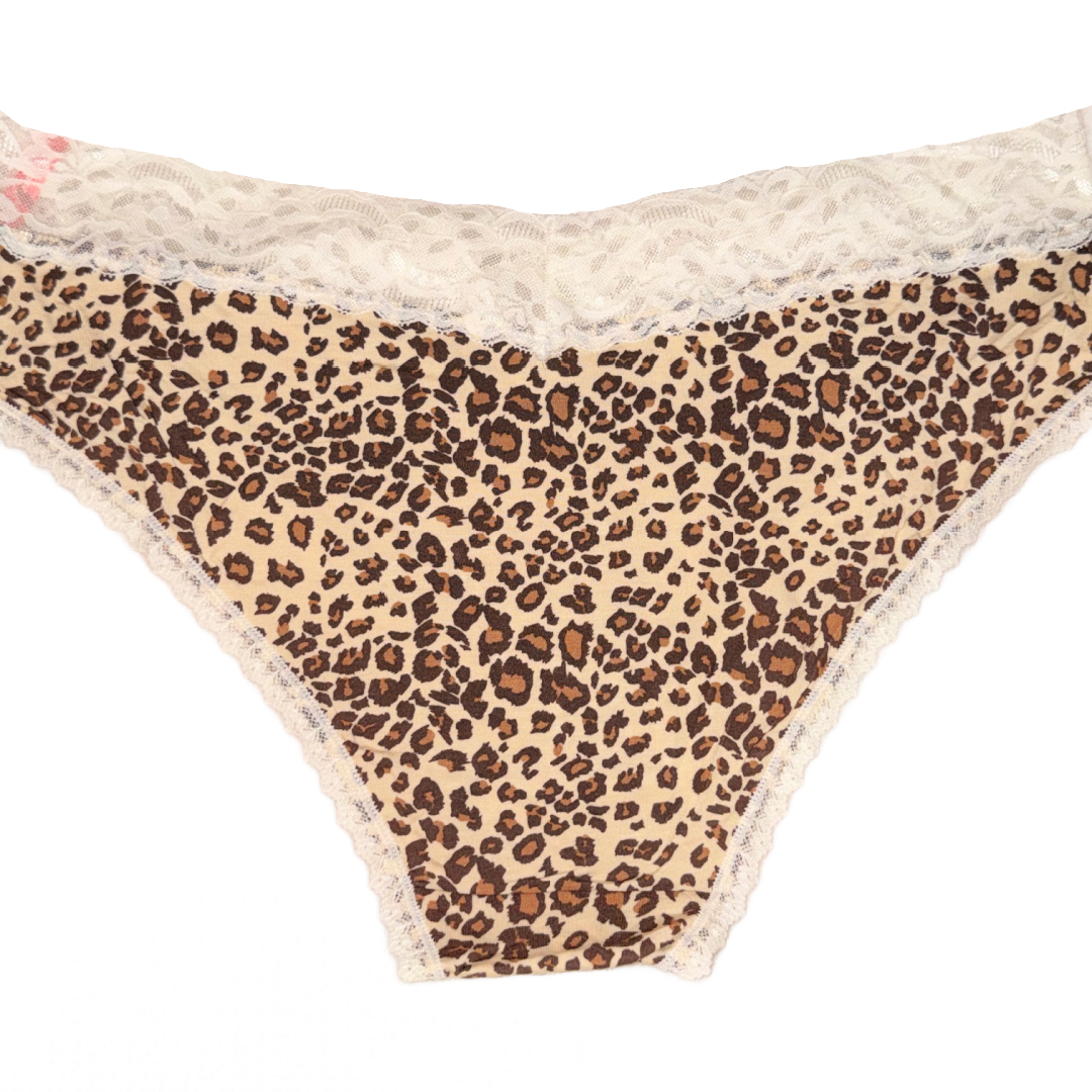 Splendies Kaia Leopard Bikini Panties Knit Lace Lingerie NWT