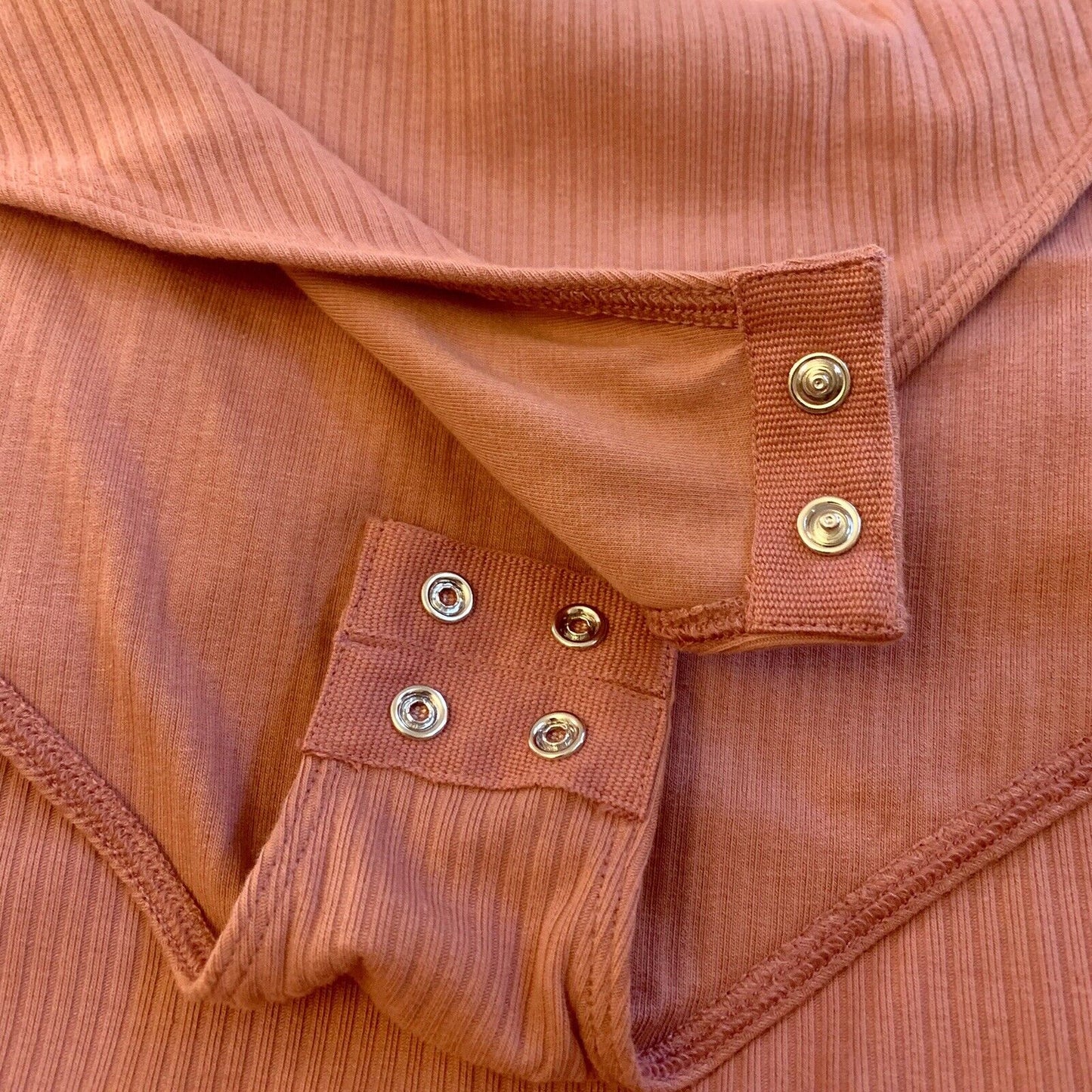 Long Sleeve Square Neck Rib Knit Bodysuit 4X (28/30) In Dusty Red Stretch NWT