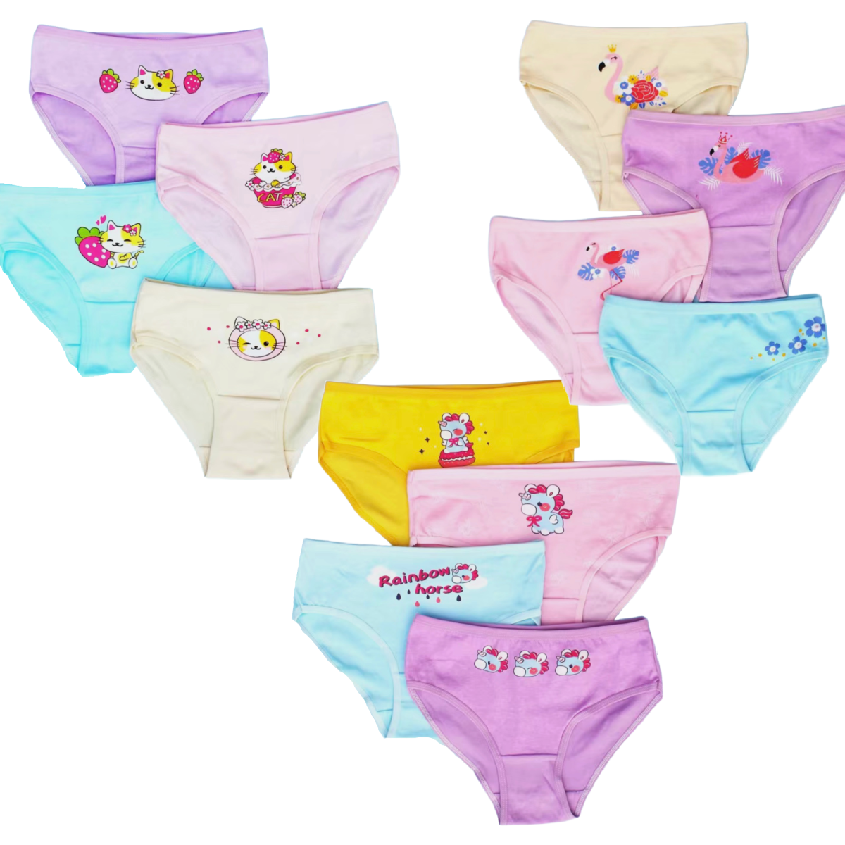 Lot of 4 Pairs of Cotton Brief Panties Stretchy Underwear Girls Unisex Boys NEW