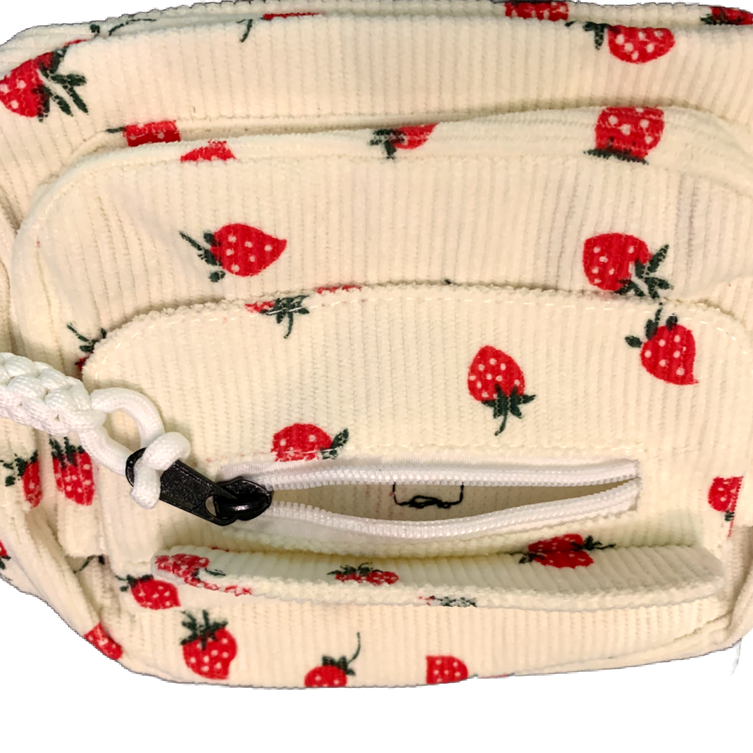 Small Corduroy Strawberry Print Shoulder Hand Bag Purse Crossbody New