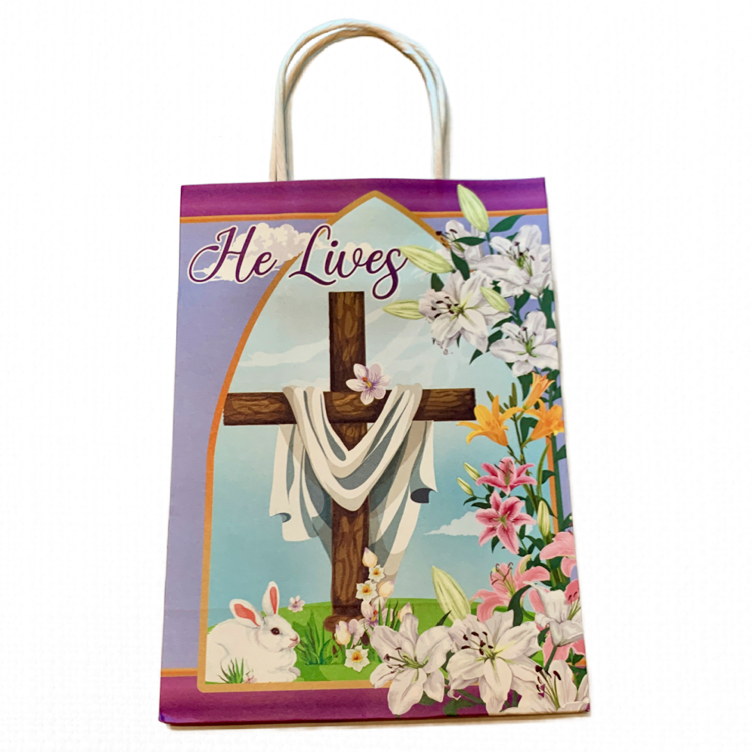 Lot of 16 Easter Gift Bags Wrapping Resurrection Sunday Jesus He Lives 11 inches