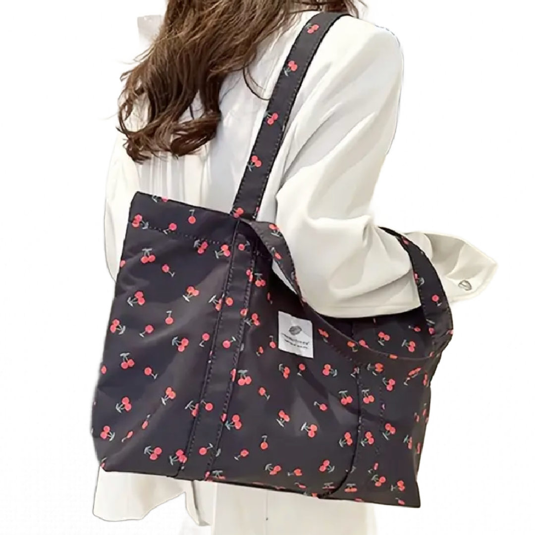 Cherry Tote Bag Magnetic Buckle Lightweight Foldable New