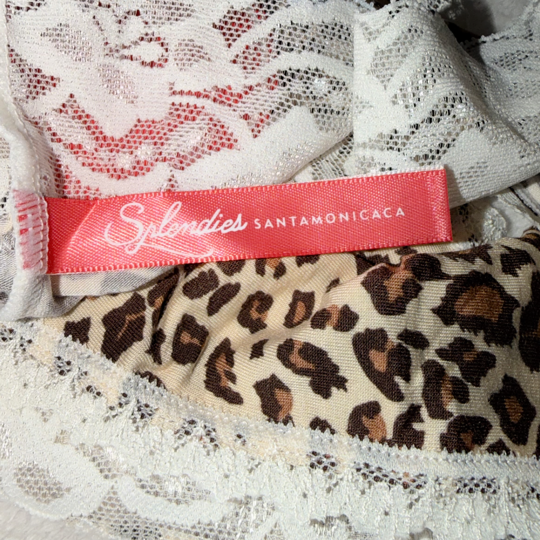 Splendies Kaia Leopard Bikini Panties Knit Lace Lingerie NWT