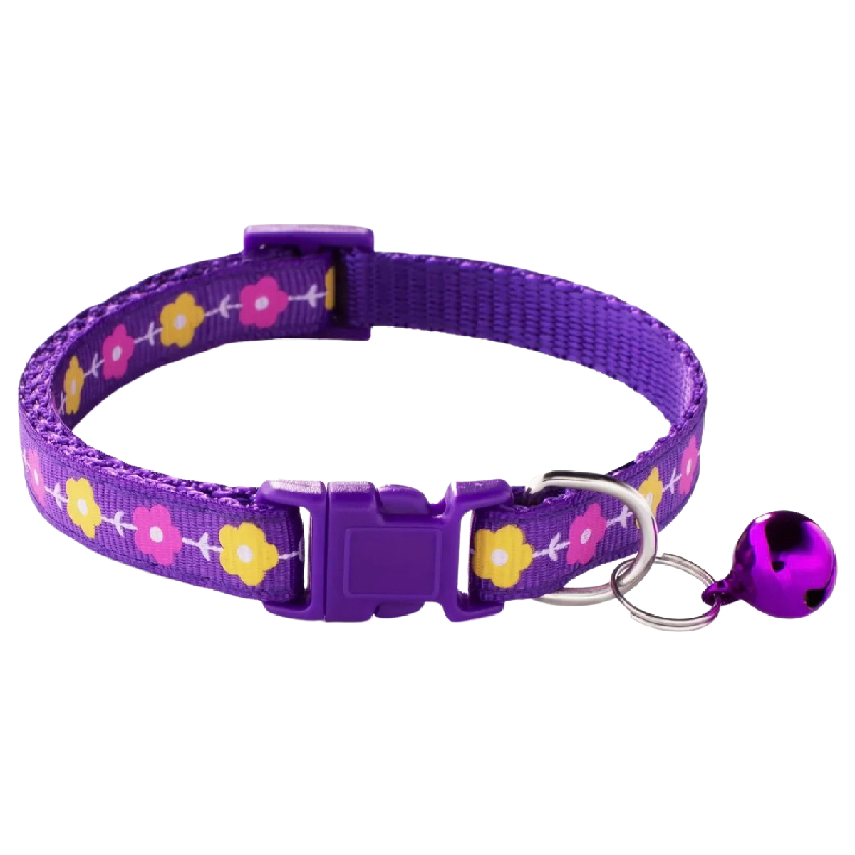 Colorful Floral Print Adjustable Kitty Cat or Puppy Dog Breakaway Collar W/ Bell