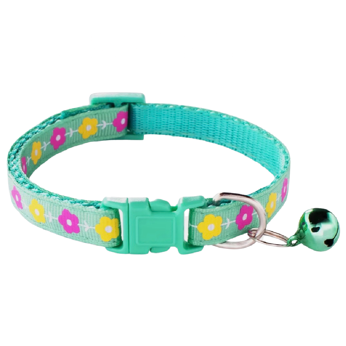 Colorful Floral Print Adjustable Kitty Cat or Puppy Dog Breakaway Collar W/ Bell