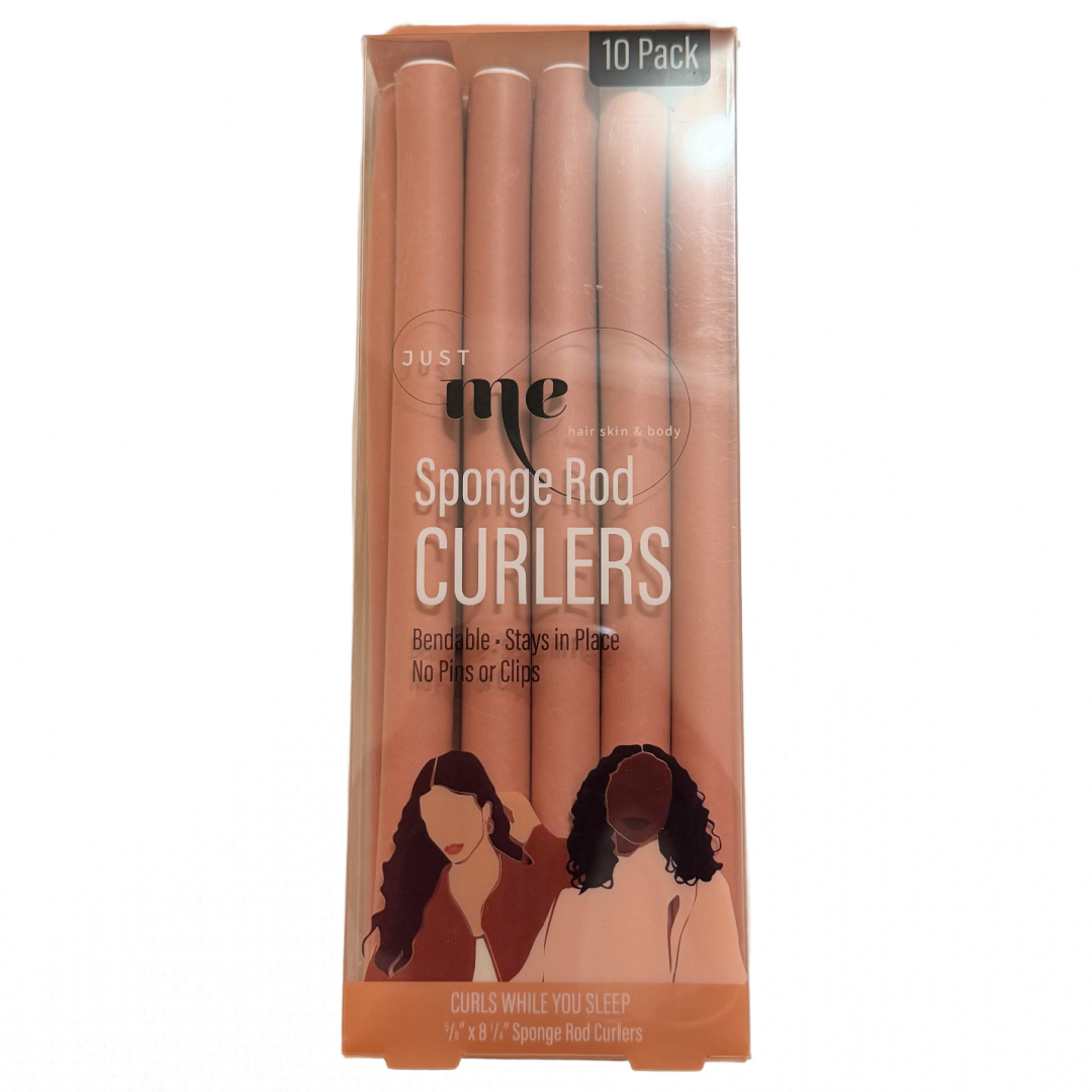 Just Me 10 Counts NO Heat Flexible Rod Rollers Curlers Sleep Natural Curls Waves