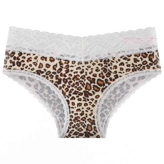 Splendies Kaia Leopard Bikini Panties Knit Lace Lingerie NWT
