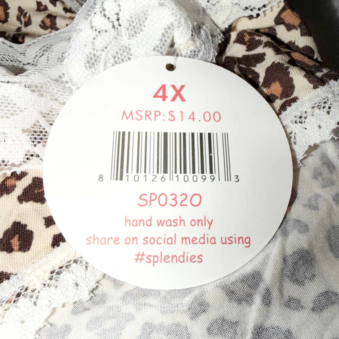 Splendies Kaia Leopard Bikini Panties Knit Lace Lingerie NWT