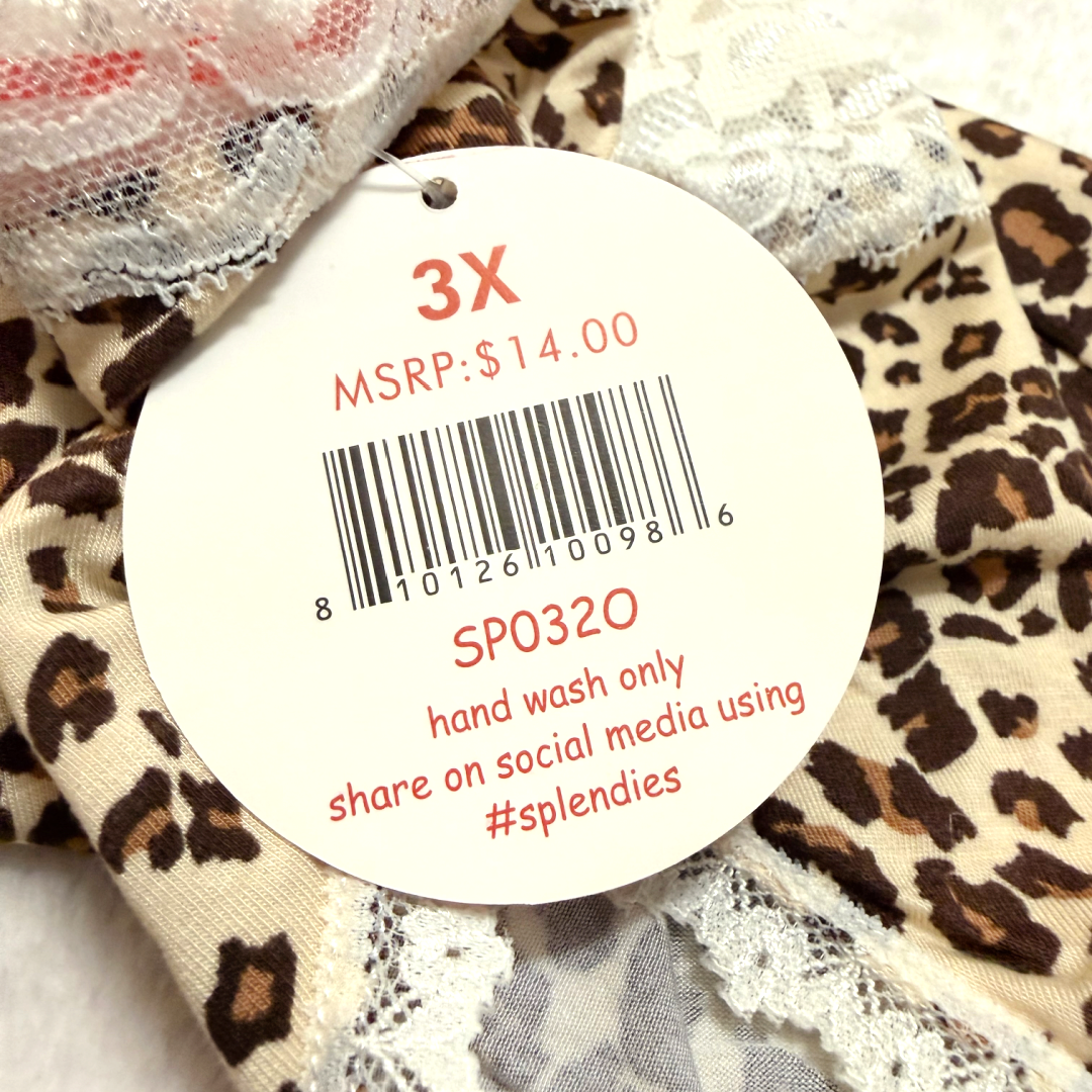Splendies Kaia Leopard Bikini Panties Knit Lace Lingerie NWT