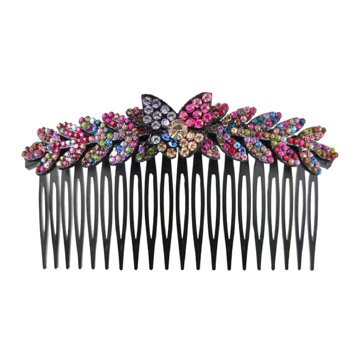 Butterfly Leaf Rhinestone Hair Side Comb Barrette Elegant Sparkling Accessory