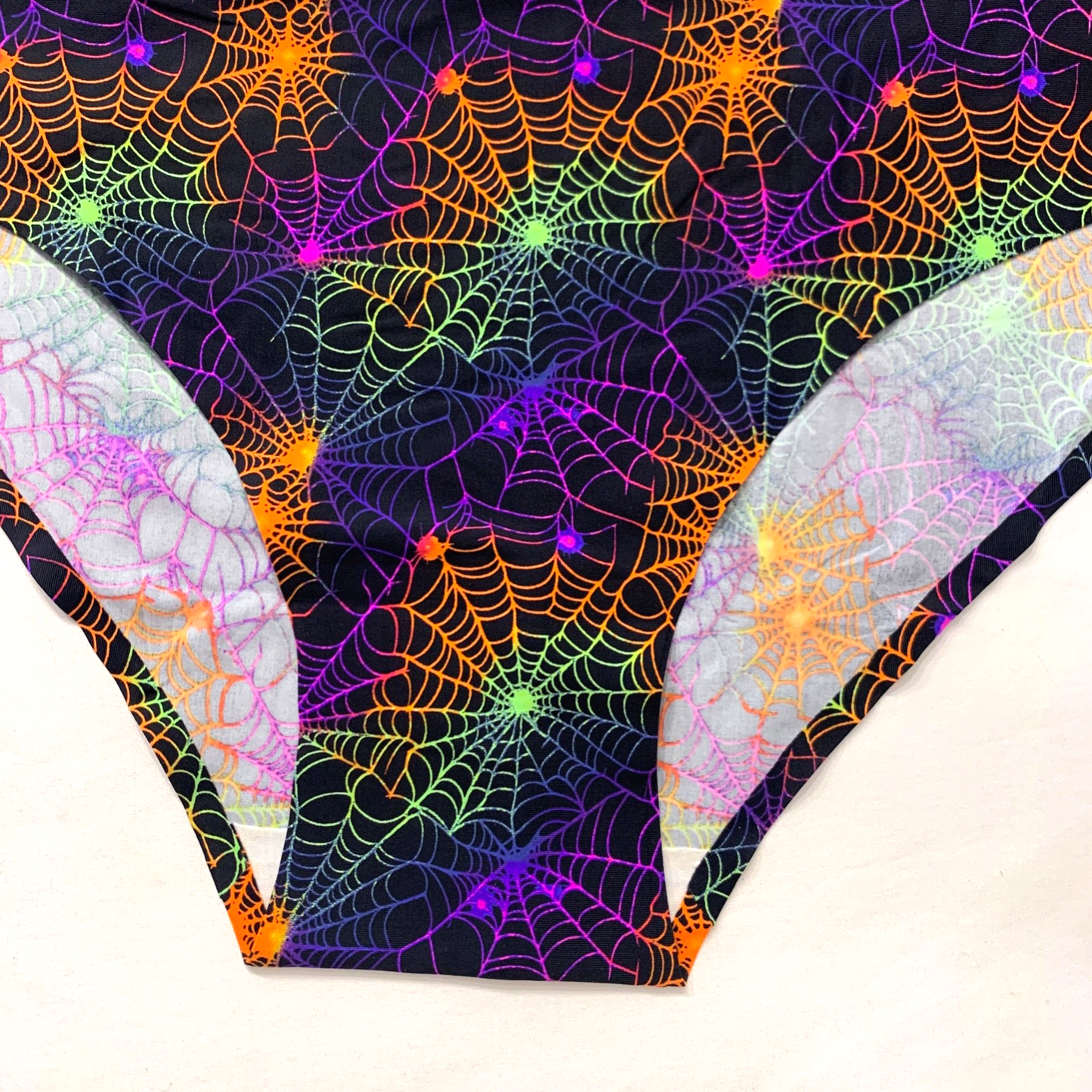 Splendies No Show Bikini Panties Psychedelic Spider Web Halloween Laser Cut