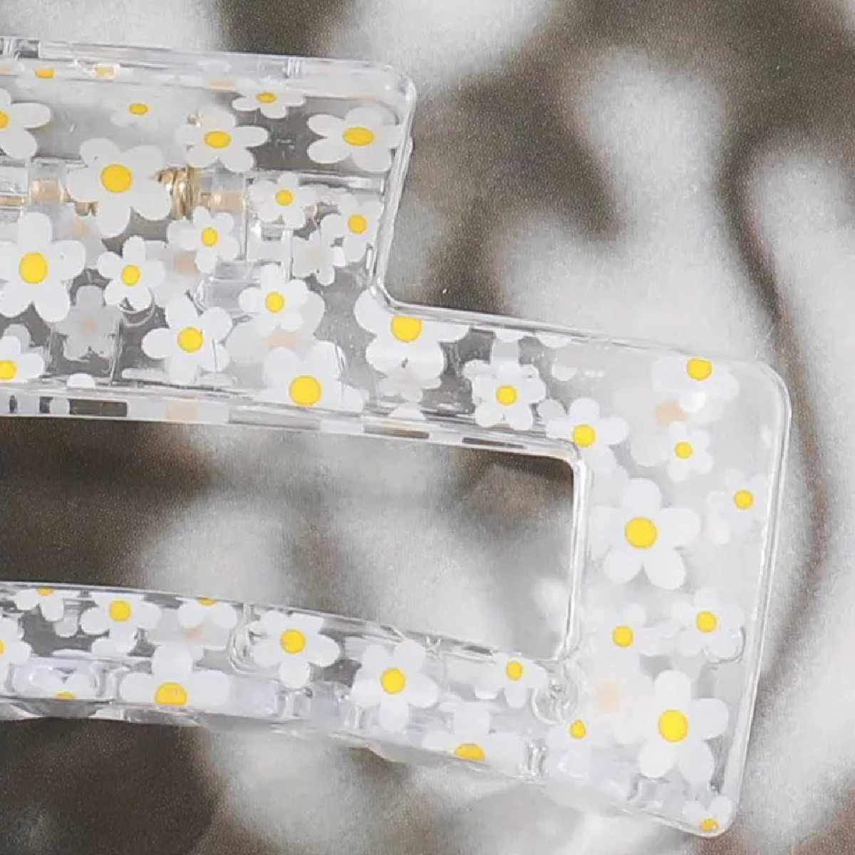 Transparent White Yellow Flowers Hair Claw Shark Clip 3" NonSlip Strong Hold New