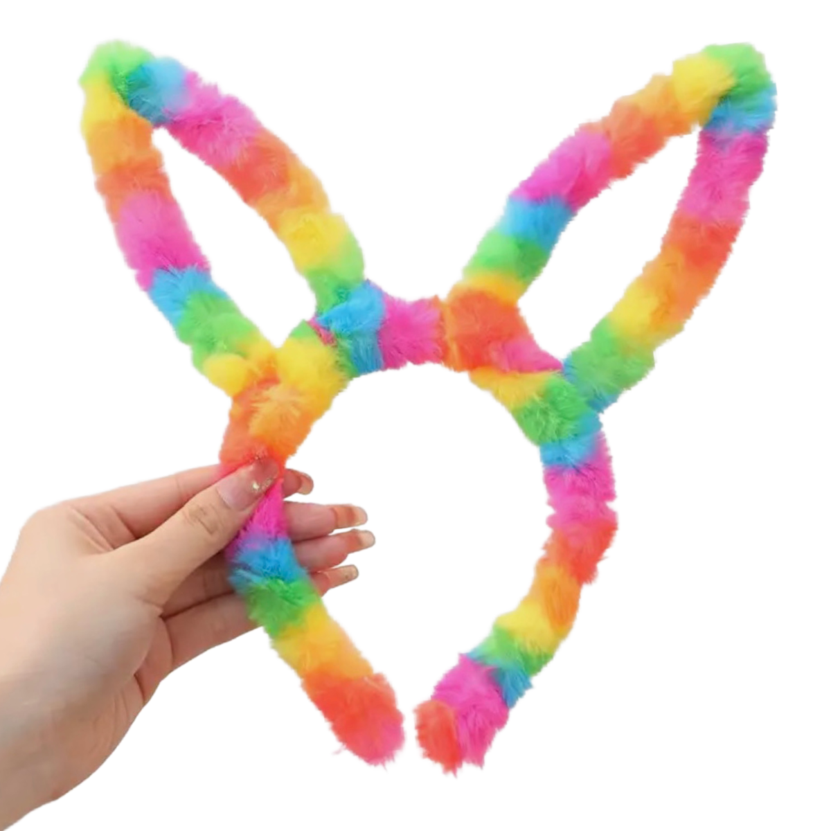 1 Piece Cute Faux Fur Rainbow Colorful Bunny Rabbit Ear Hair Band Adult, Kid New