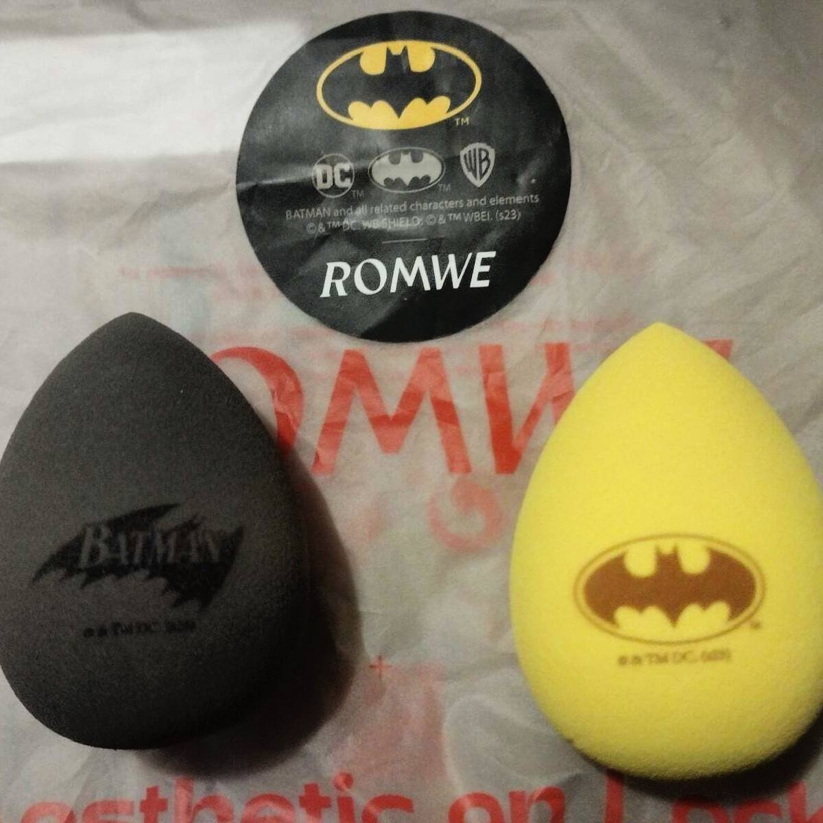 2pc Batman Makeup Blending Sponge Set Soft Teardrop Bat Black & Yellow New