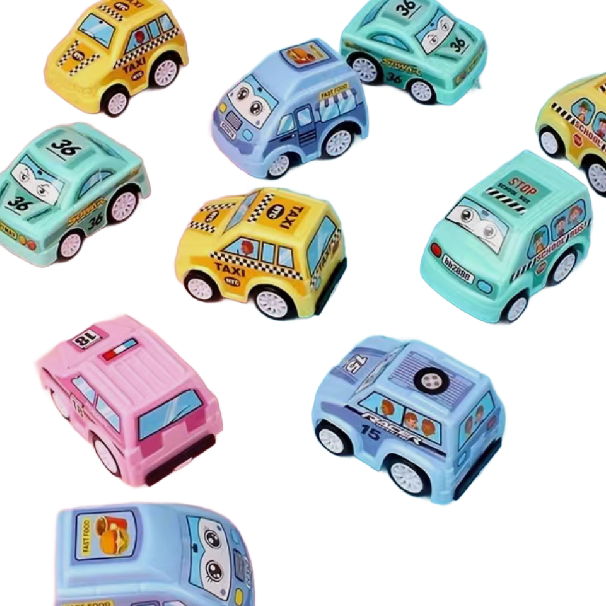 18pc Pull Back Mini Die-Cast Cars City, Fire Trucks, Construction Vehicles Sets