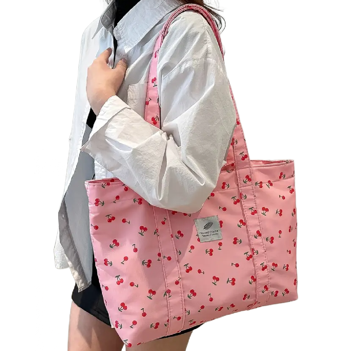 Cherry Tote Bag Magnetic Buckle Lightweight Foldable New