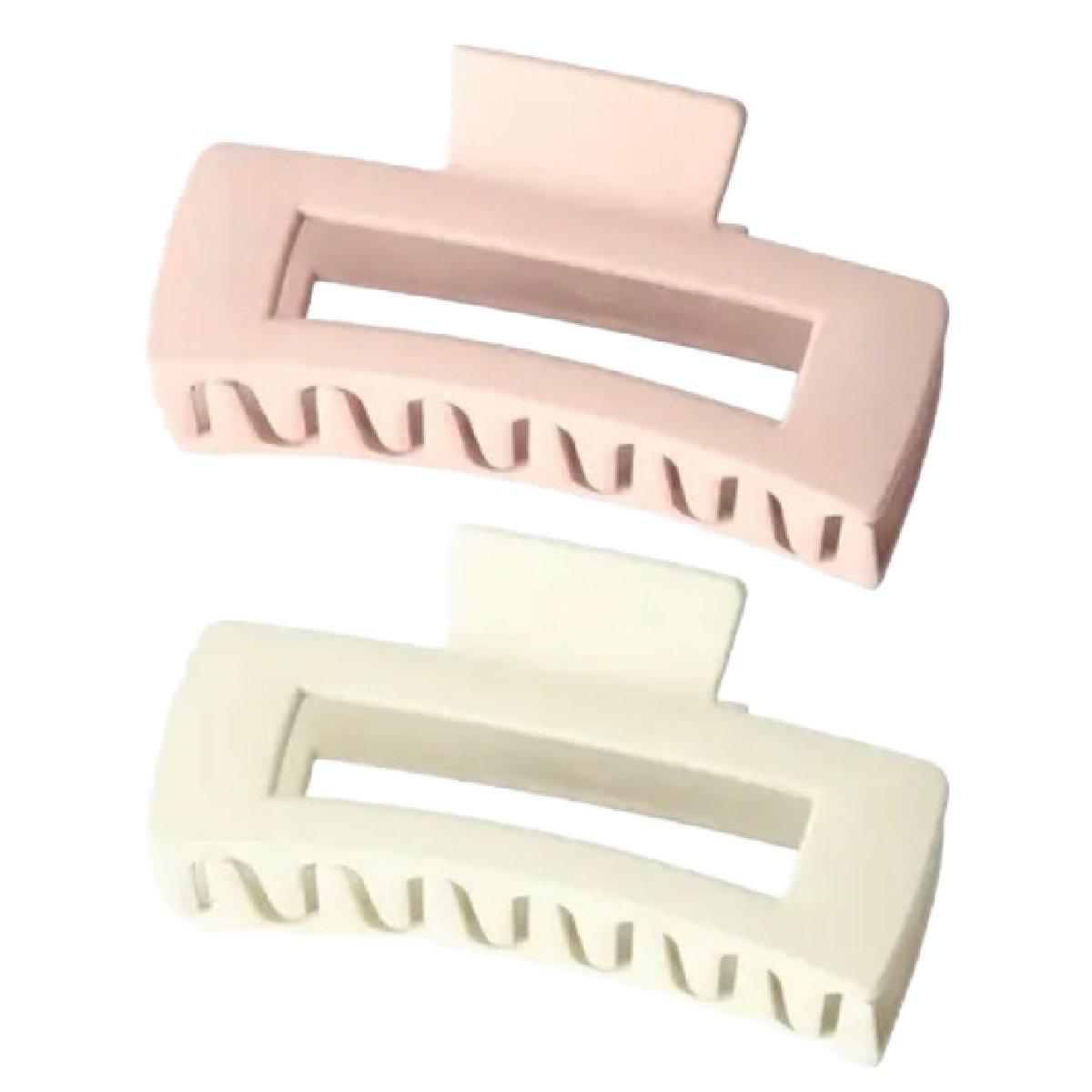 Lot of 4 Hair Claw Shark Clips 4.13" Matte Hollow Rectangle Non Slip Neutral New