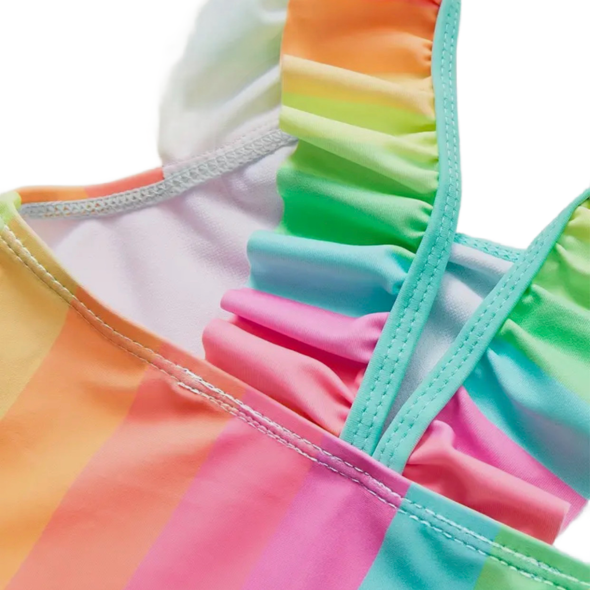 Rainbow SUNSHINE One-Piece Swimwear Bathing Swimsuit Ruffle Scoop Neck New