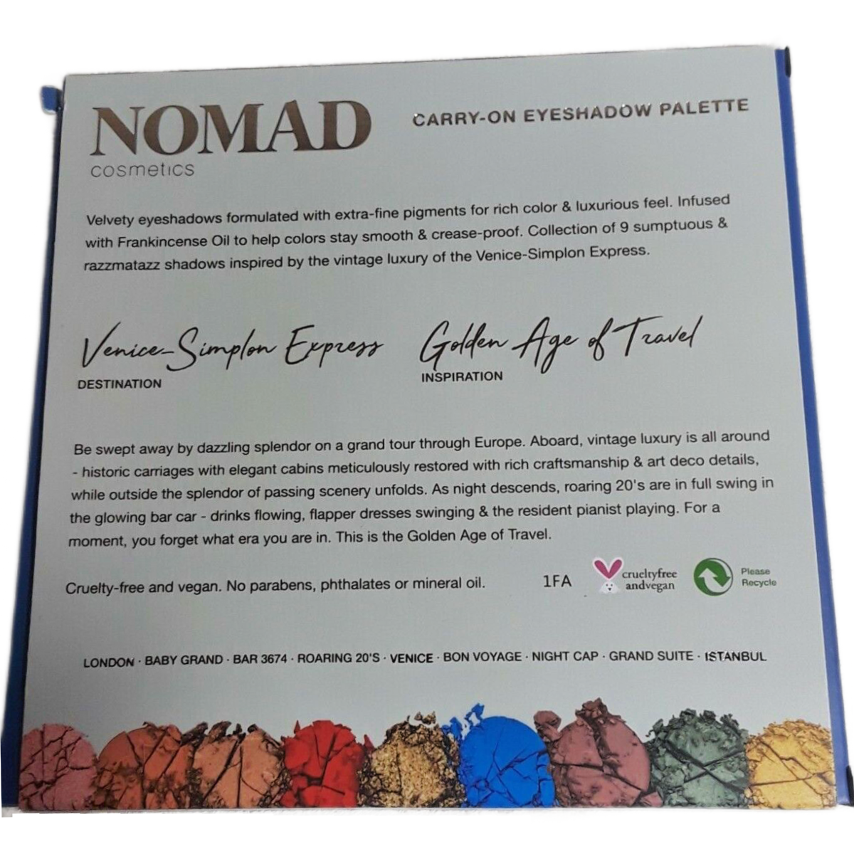 NOMAD Venice-Simplon Express Carry-On Eyeshadow Palette Matte Shimmer NEW