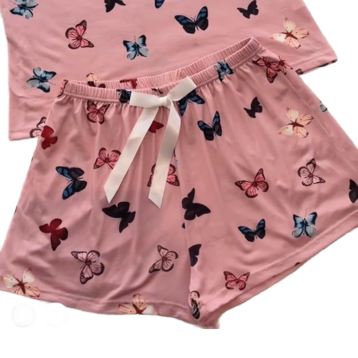 Pink Butterflies PJ 2pc Set Women's Loungewear Butterfly Pajamas Cami Top Shorts