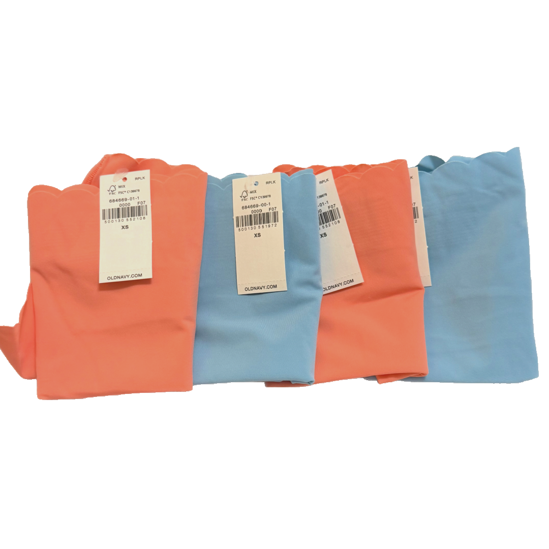 High-Waisted No-Show Brief Panties Size XS Lot of 4 Pairs Melon / Blue Underwear